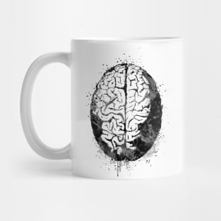 Human Brain Anatomy Black and White Mug